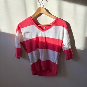 Aeropostale Coral and White Striped Tee